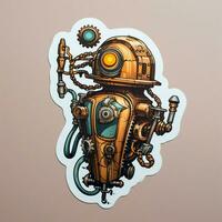 A sticker showcasing a steampunk-inspired mechanical create photo