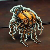 A sticker showcasing a steampunk-inspired mechanical create photo