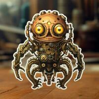 A sticker showcasing a steampunk-inspired mechanical create photo