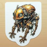 A sticker showcasing a steampunk-inspired mechanical create photo