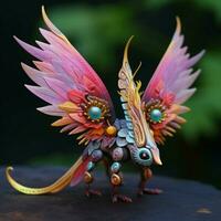 A tiny colorful creature with wings photo