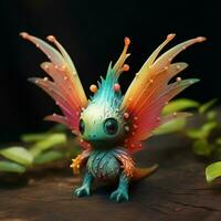 A tiny colorful creature with wings photo