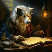 A wise old dog with a lifetime of stories photo