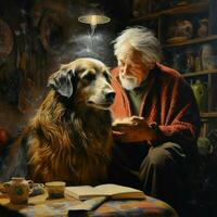 A wise old dog with a lifetime of stories photo