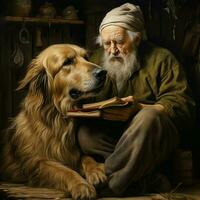 A wise old dog with a lifetime of stories photo