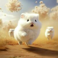 Adorable fluffballs hopping around photo