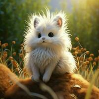Adorable fluffy creature with a bushy tail photo