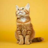 alerta lengua de la isla de Man gato sentado vertical orejas tirante a captura víspera foto
