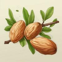 Almonds 2d vector illustration cartoon high quality 4k hdr photo
