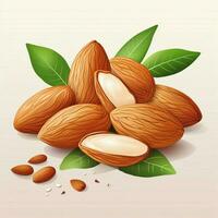 Almonds 2d vector illustration cartoon in white background photo