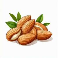 Almonds 2d vector illustration cartoon in white background photo