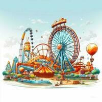 Amusement park 2d cartoon vector illustration on white bac photo