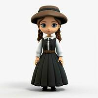 Amish doll 2d cartoon illustraton on white background high photo