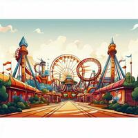Amusement park 2d cartoon vector illustration on white bac photo