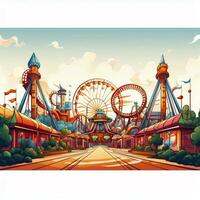 Amusement park 2d cartoon vector illustration on white bac photo