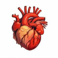 anatómico corazón 2d dibujos animados ilustracion en blanco fondo foto