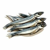 Anchovies 2d vector illustration cartoon in white backgrou photo