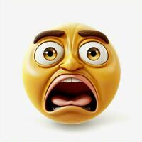 Anguished Face emoji on white background high quality 4k h photo