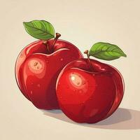 Apples 2d vector illustration cartoon high quality 4k hdr photo