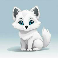 Arctic fox 2d cartoon vector illustration on white backgro photo