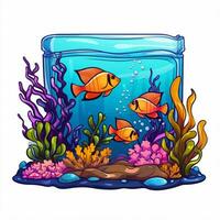 Aquarium 2d cartoon vector illustration on white backgroun photo