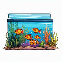 Aquarium 2d cartoon vector illustration on white backgroun photo