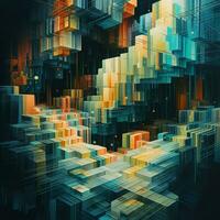Artificial glitches forming unexpected patterns and shapes photo