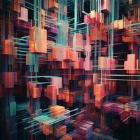 Artificial glitches forming unexpected patterns and shapes photo
