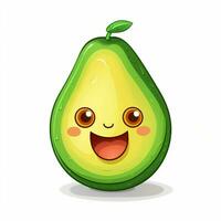 Avocado 2d cartoon vector illustration on white background photo