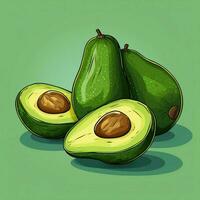 Avocados 2d vector illustration cartoon high quality 4k hd photo