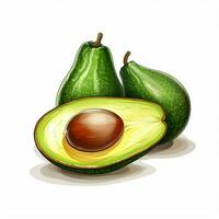 Avocados 2d vector illustration cartoon in white backgroun photo