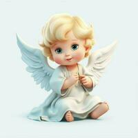 Baby Angel 2d cartoon illustraton on white background high photo