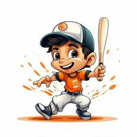 Baseball 2d cartoon vector illustration on white backgroun photo