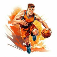 Basketball 2d cartoon vector illustration on white backgro photo