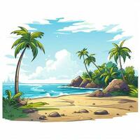 Beach 2d cartoon vector illustration on white background h photo