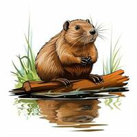 Beaver 2d cartoon vector illustration on white background photo