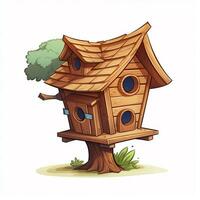 Birdhouse 2d cartoon vector illustration on white backgrou photo