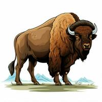 Bison 2d cartoon vector illustration on white background h photo