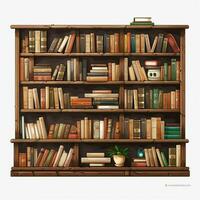 Bookshelf 2d cartoon vector illustration on white backgrou photo