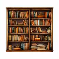 Bookshelf 2d cartoon vector illustration on white backgrou photo