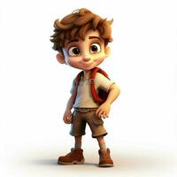 Boy 2d cartoon illustraton on white background high qualit photo