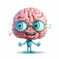 Brain 2d cartoon illustraton on white background high qual photo