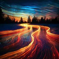 Brilliant streaks of vibrant light photo