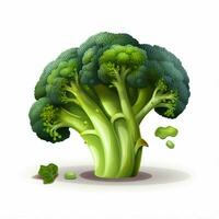 Broccoli 2d vector illustration cartoon in white backgroun photo