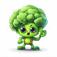 Broccoli 2d vector illustration cartoon in white backgroun photo