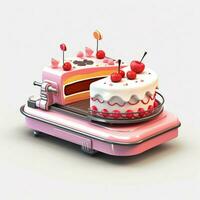 Cake Slicer 2d cartoon illustraton on white background hig photo