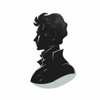 Bust in Silhouette 2d cartoon illustraton on white backgro photo