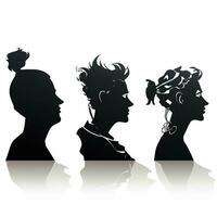 bustos en silueta 2d dibujos animados ilustracion en blanco backgr foto