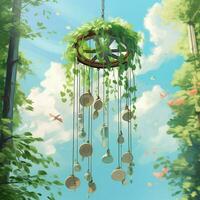 Calming melody of wind chimes on a breezy summer day photo