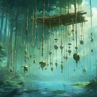 Calming melody of wind chimes on a breezy summer day photo